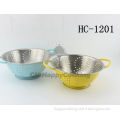 24cm stainless steel washing rice sieve with handle and legs/fruit basket